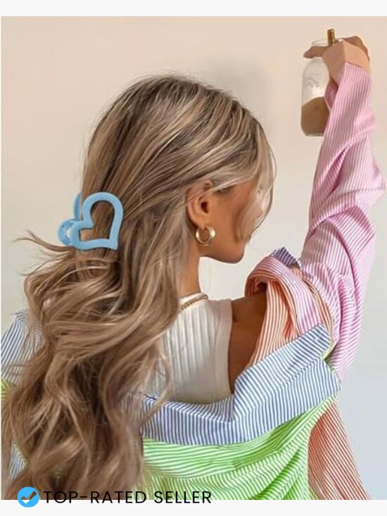 6 Matte Heart Nonslip Jaw Clips - Cute Styling Accessories for Thin and Thick main image 6